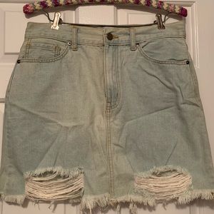 Distressed Denim Mini Skirt